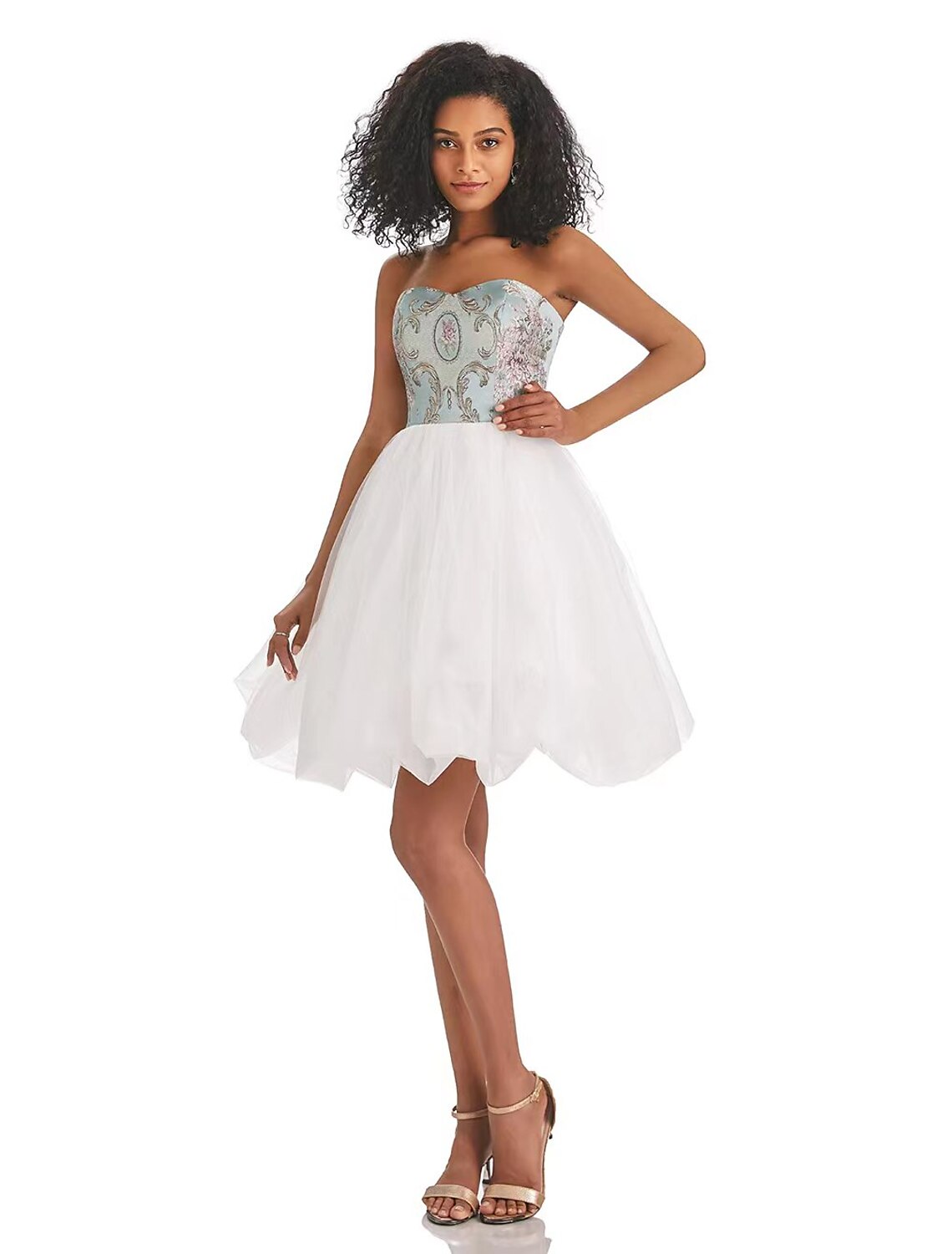 Homecoming Dresses Color Block Dress Graduation Birthday Short / Mini Sleeveless Strapless