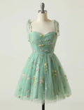 Homecoming Dresses Floral Dress Party Wear Summer Short / Mini Sleeveless Spaghetti Strap with Embroidery
