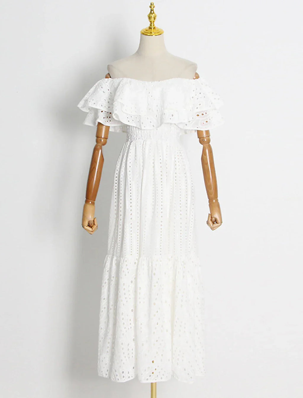 Wedding Guest Dresses Casual Dress Holiday Summer Ankle Length Short Sleeve Off Shoulder with Ruffles Embroidery