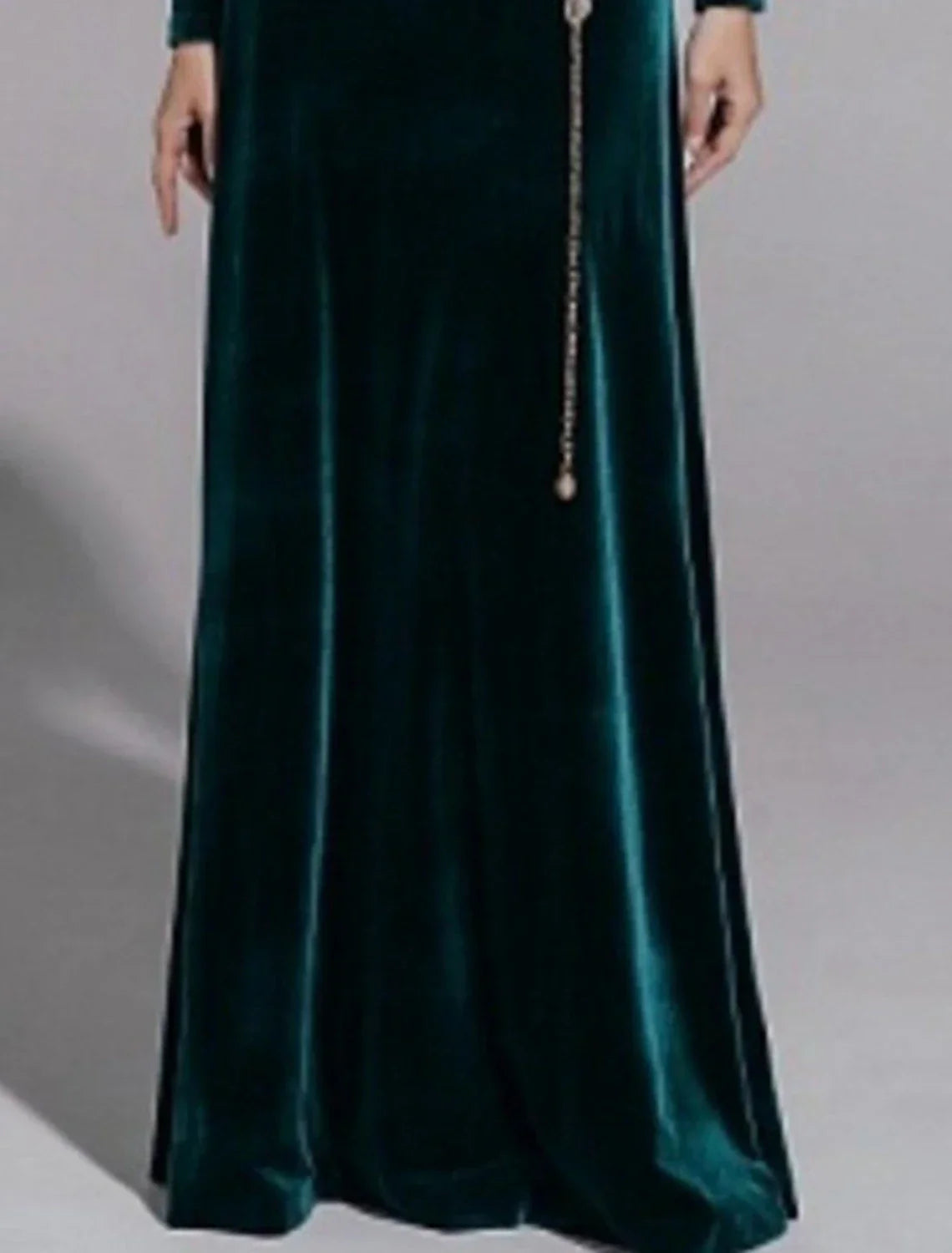 Mother of the Bride Dress Wedding Guest Simple Elegant Jewel Neck Floor Length Long Sleeve No with Sash / Ribbon Solid Color