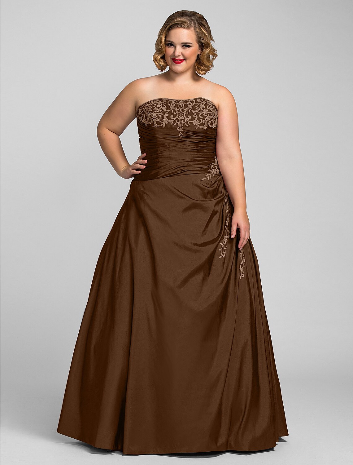 Elegant Red Ball-Gown Strapless Sleeveless Classic-Back Floor-Length Prom Dress