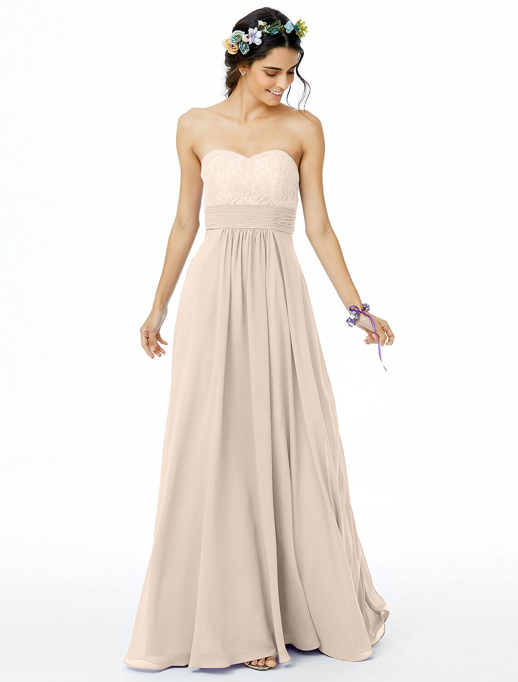 Bridesmaid Dress Sweetheart Neckline Sleeveless Open Back Floor Length / with / Sash / Ribbon / Ruched