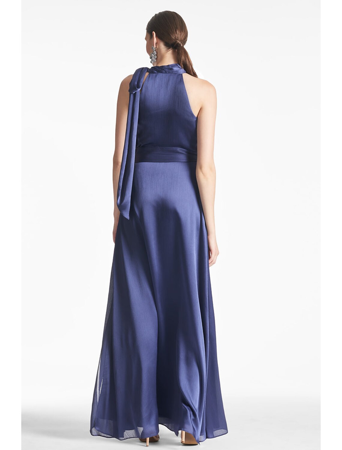 Sheath / Column Evening Gown Elegant Dress Formal Engagement Floor Length Sleeveless Halter Neck Charmeuse with Slit Strappy