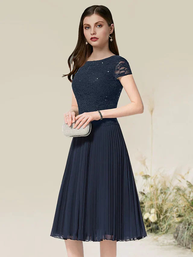 Cocktail Dresses Homecoming Short Sleeve with Pleats
