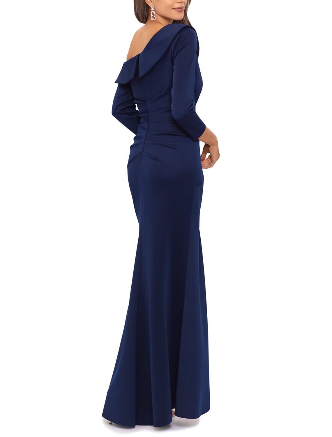 Mermaid / Trumpet Evening Gown Elegant Dress Formal Floor Length 3/4 Length Sleeve One Shoulder Fabric with Floral Print Ruffles