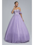 Ball Gown Prom Dresses Princess Dress Graduation Quinceanera Floor Length Short Sleeve Sweetheart with Appliques