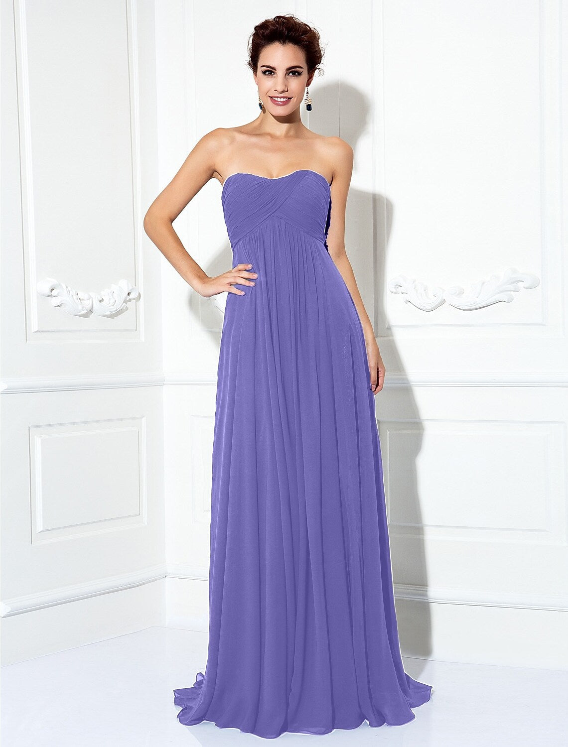 Minimalist Dress Wedding Sleeveless Strapless with Pleats Ruched
