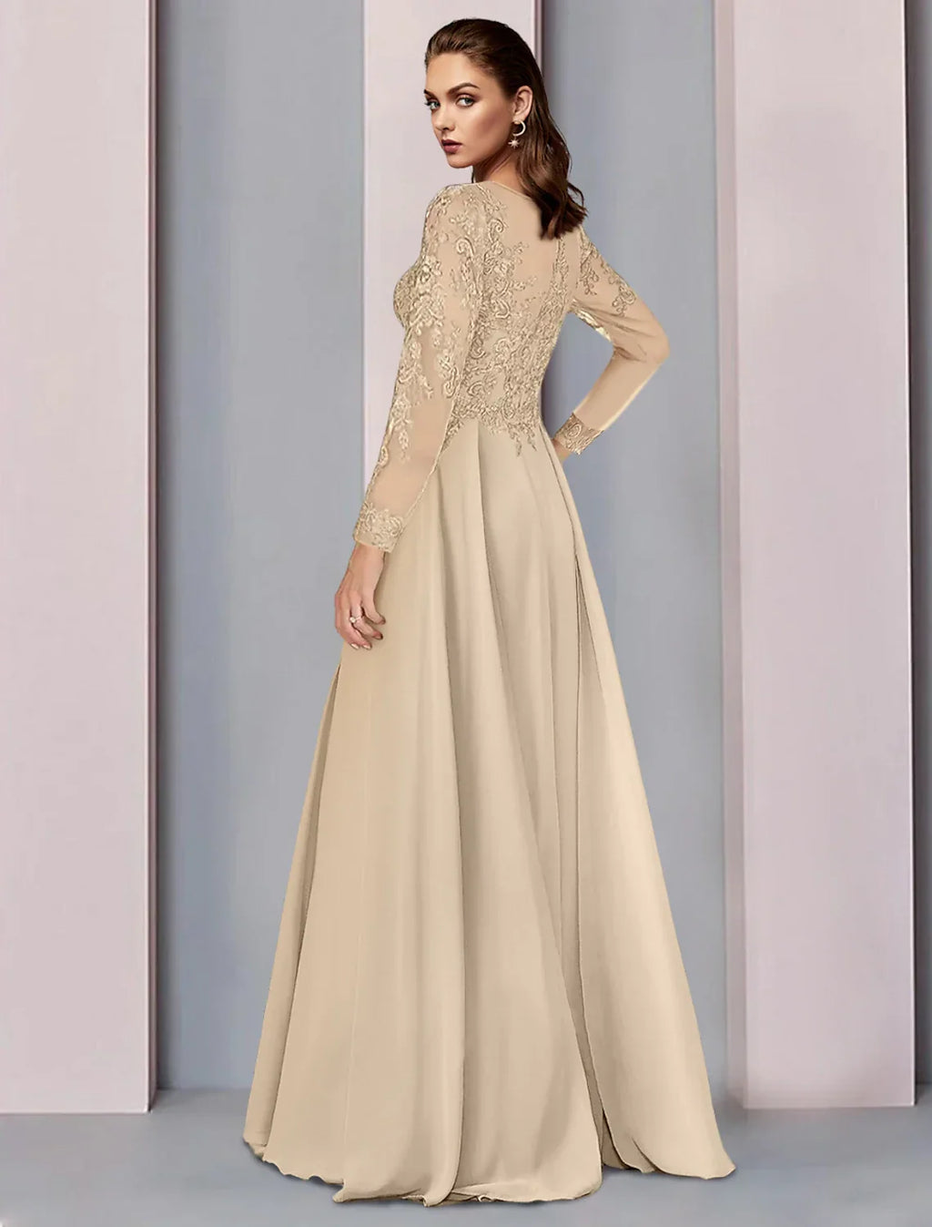 Mother of the Bride Dress Wedding Guest Party Elegant Scoop Neck Floor Length Half Sleeve with Ruching