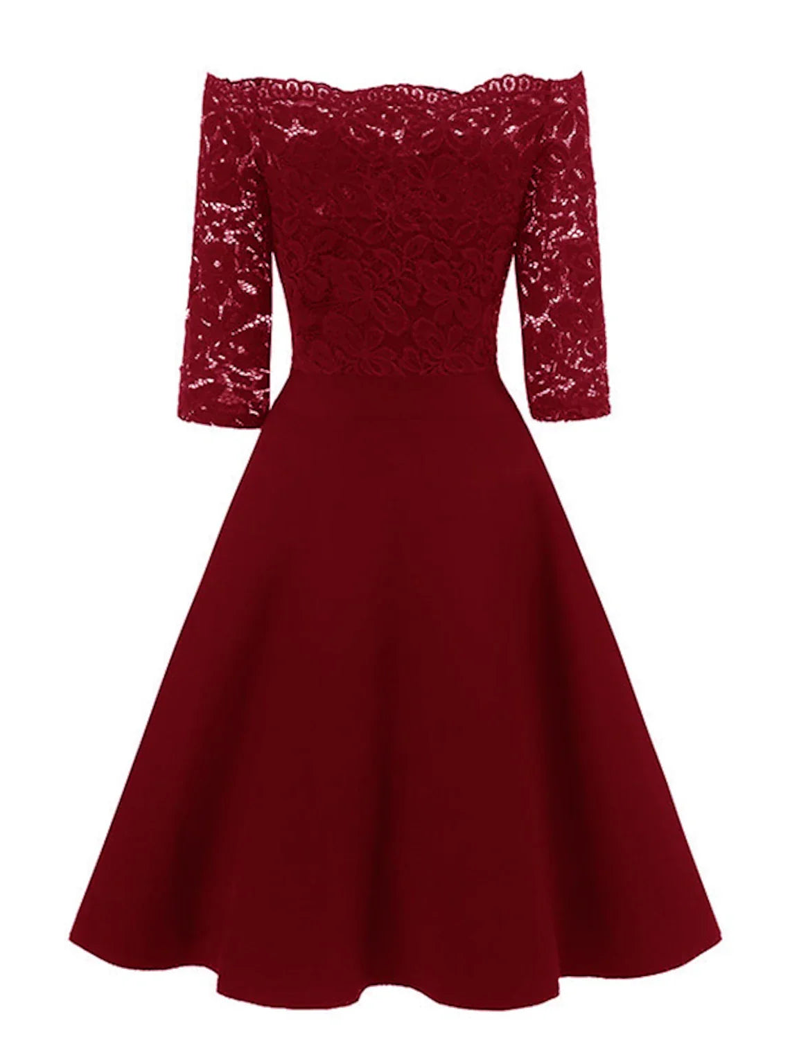 Cocktail Dresses Vintage Dress Graduation Party Wear Knee Length 3/4 Length Sleeve Off Shoulder