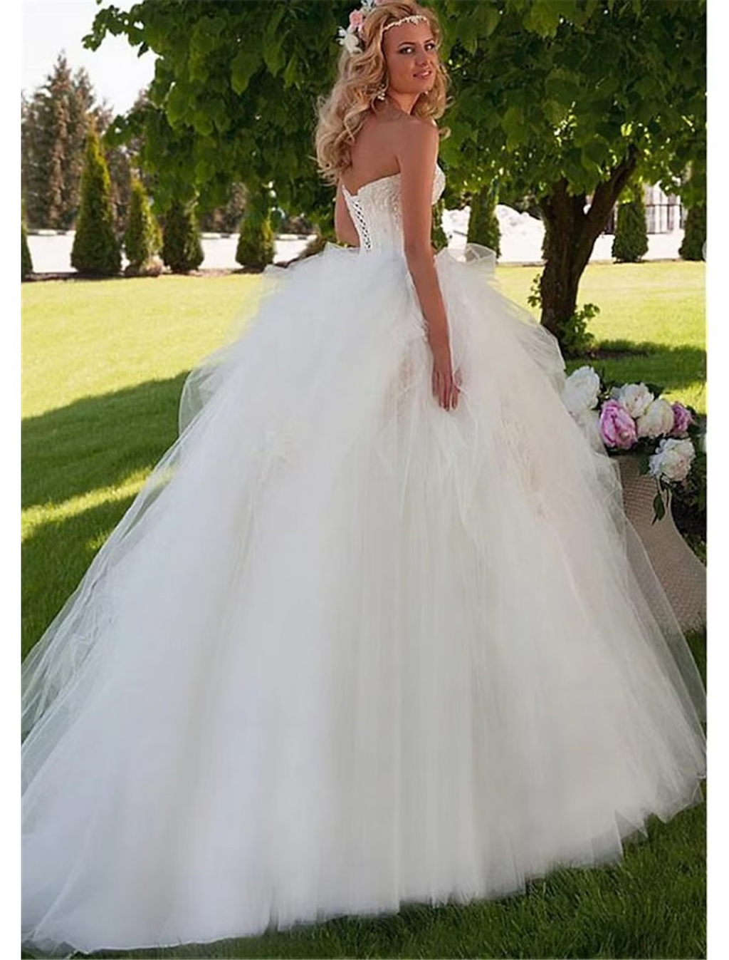 Engagement Formal Wedding Dresses Floor Length Ball Gown Strapless Sweetheart