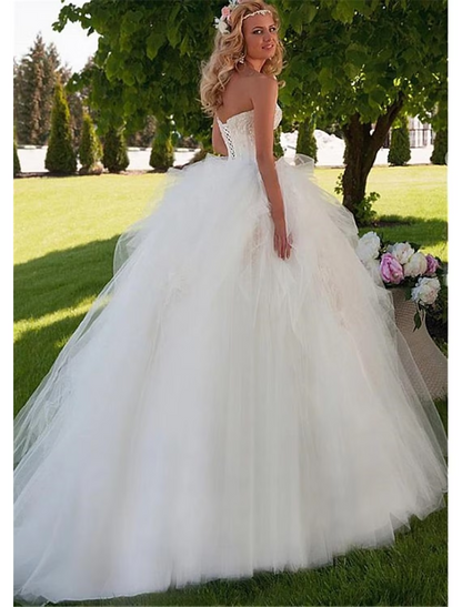 Elegant Red Ball-Gown Sweetheart Classic-Sleeve Classic-Back Floor-Length Wedding Dress