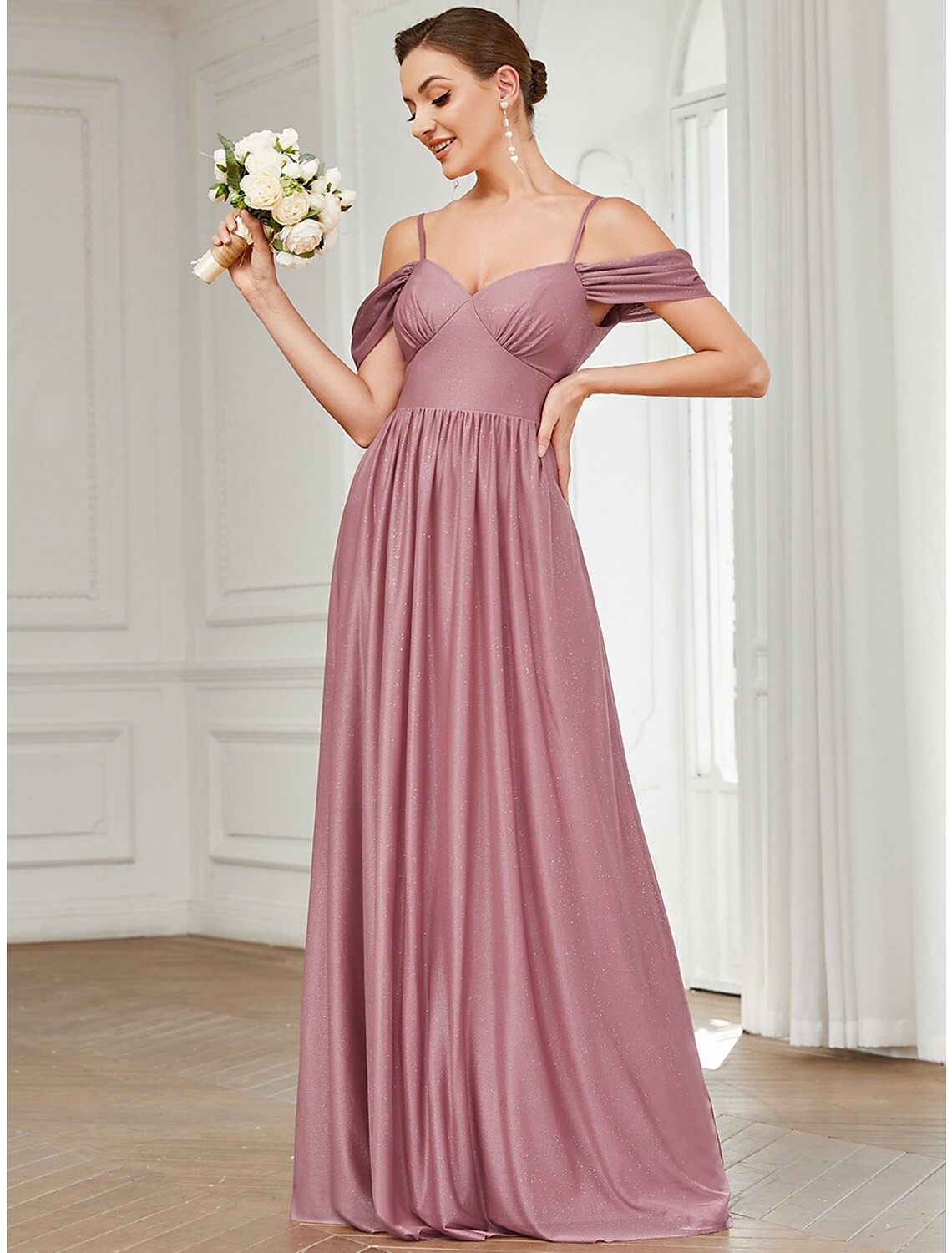 Wedding Guest Floor Length Sleeveless Strap with Buttons