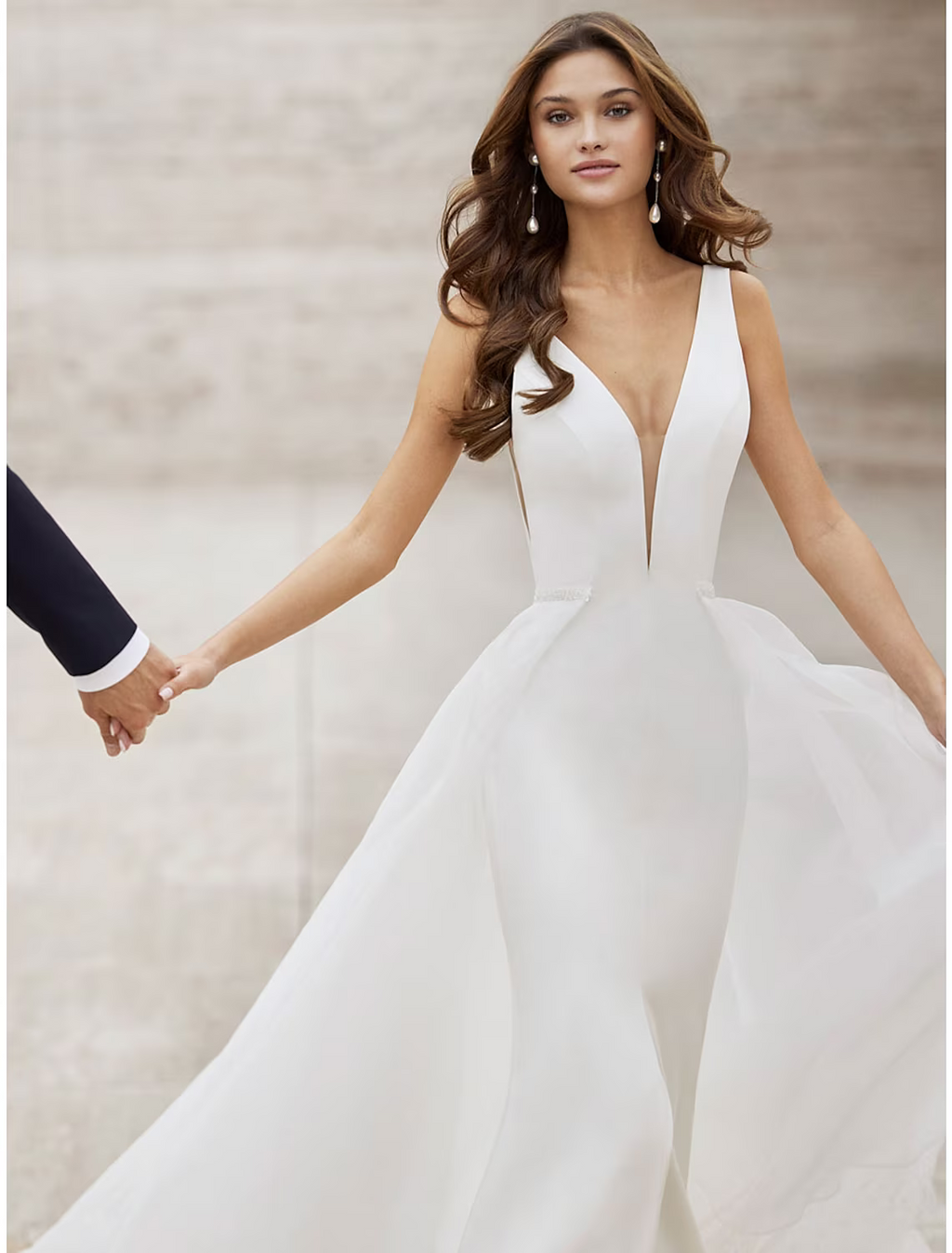 Beach Wedding Dresses Court Train Two Piece Sleeveless V Neck With Pattern
