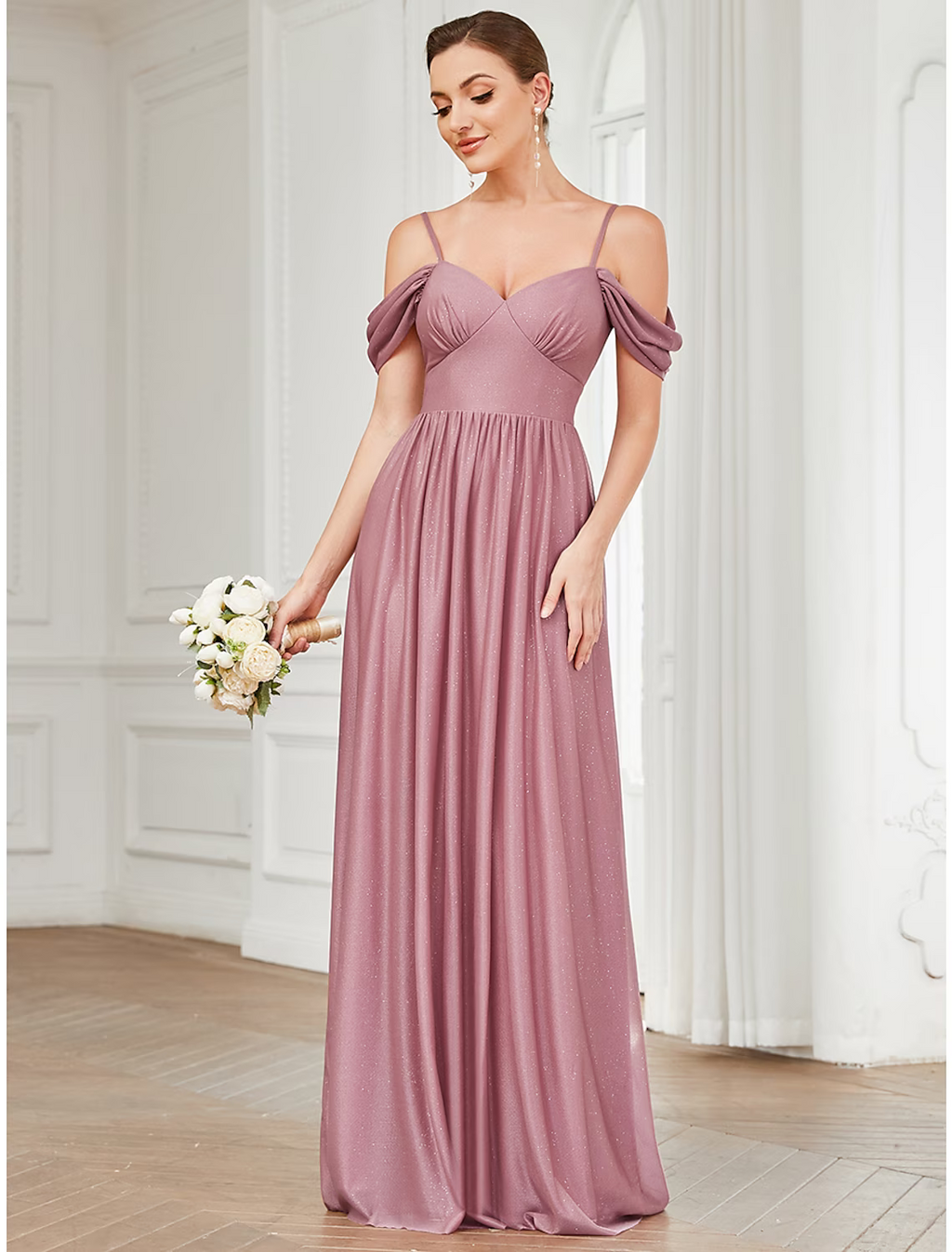 Wedding Guest Floor Length Sleeveless Strap with Buttons