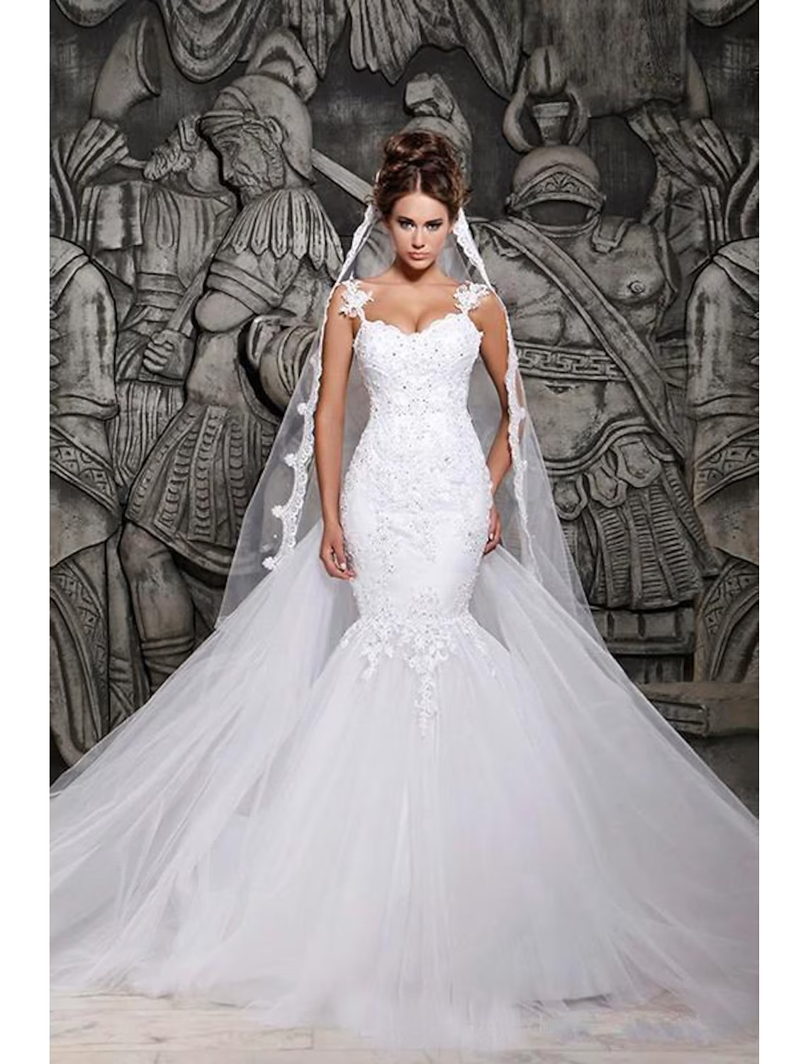 Engagement Open Back Formal Wedding Dresses Court Train Strap Strapless