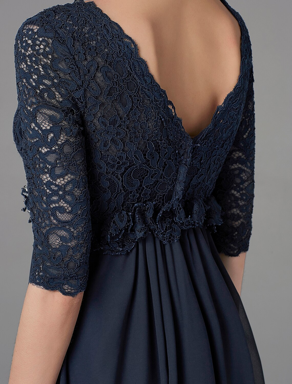 Mother of the Bride Dress Elegant Luxurious V Neck Floor Length Half Sleeve with Bow(s)