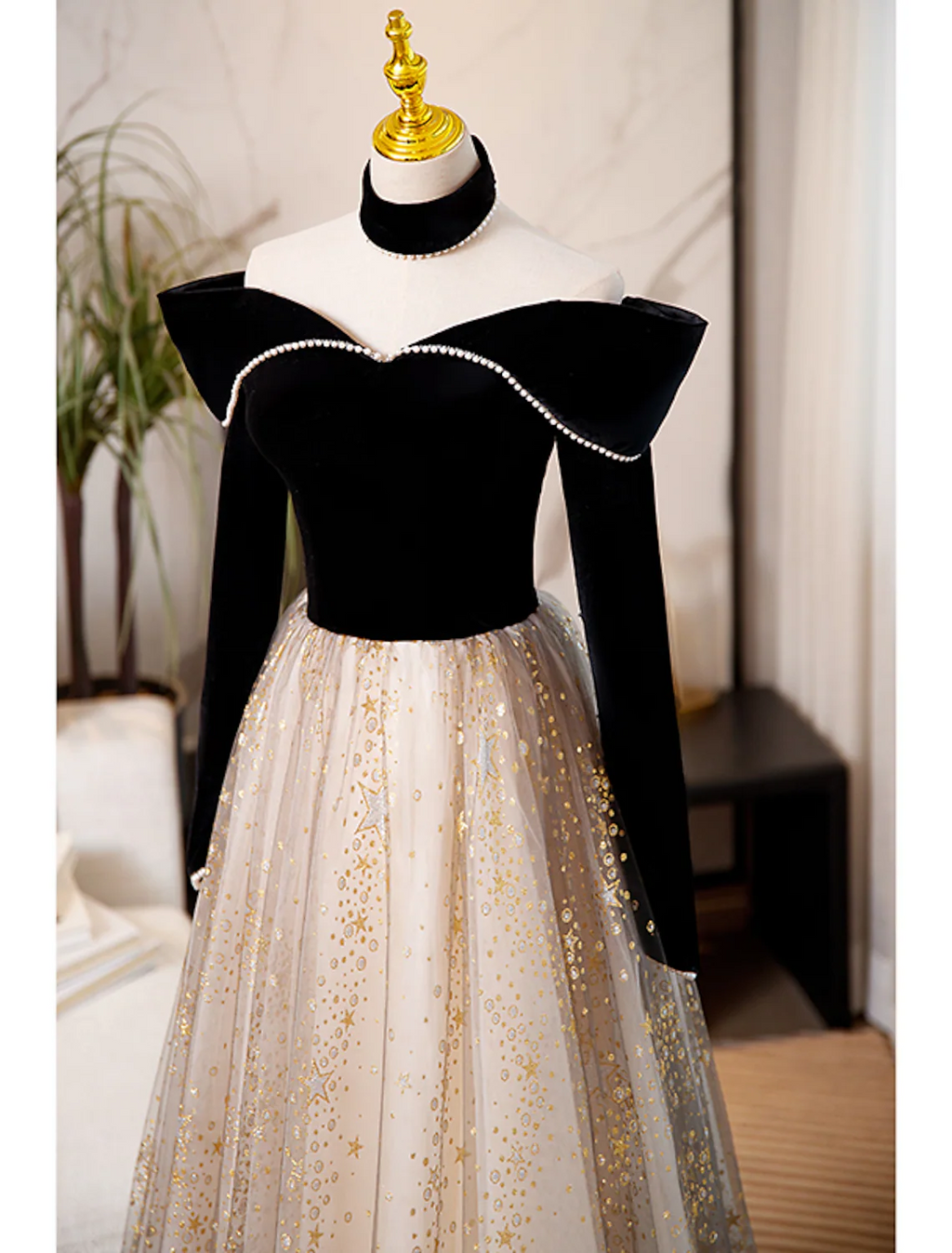 Sparkle Shine Dress Engagement Floor Length Long Sleeve Sweetheart