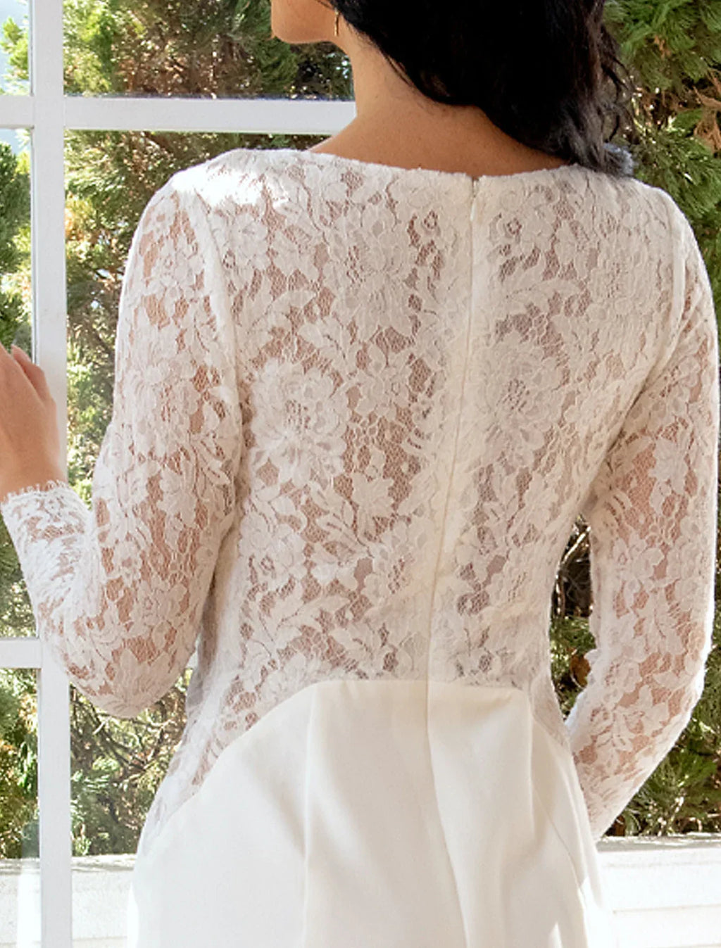 Casual Wedding Dresses Long Sleeve Scoop Neck