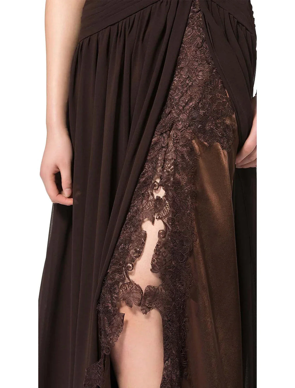 Sexy Party Wear Formal Evening Dress One Shoulder Backless Sleeveless Floor Length with Slit Insert