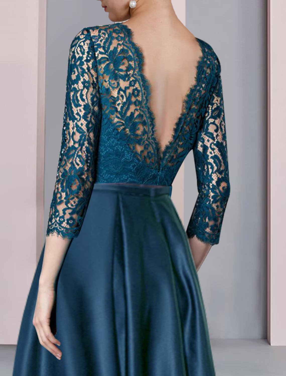 Mother of the Bride Dress Formal Wedding Guest Elegant High Low Scoop Neck Asymmetrical Half Sleeve with Pleats