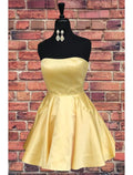 Hot Flirty Homecoming Cocktail Party Dress Strapless Sleeveless Short / Mini with Sleek Pleats