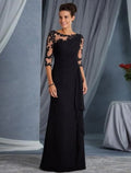 Evening Gown Elegant Dress Wedding Guest Floor Length Half Sleeve Appliques