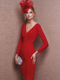 Sexy Dress Holiday Knee Length Long Sleeve V Neck V Back with Appliques