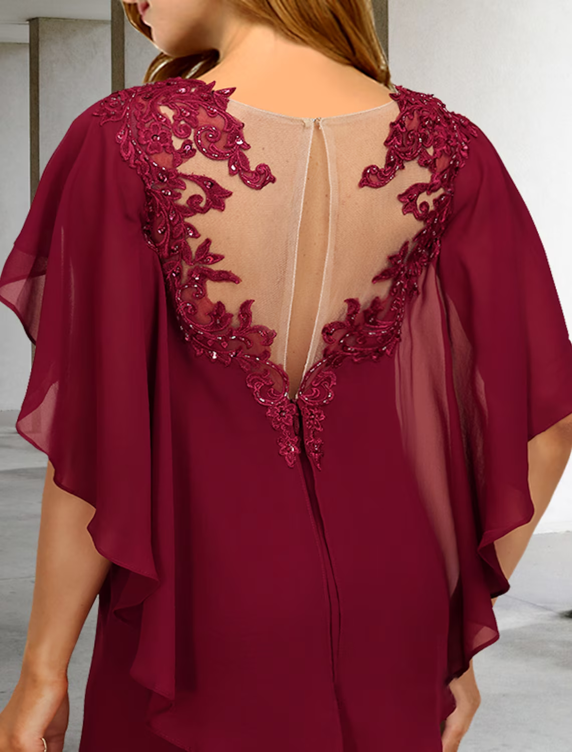 Vintage Red A-Line Classic-Neck Short-Sleeve Classic-Back Mini-Length Mother-of-the-Bride Dress