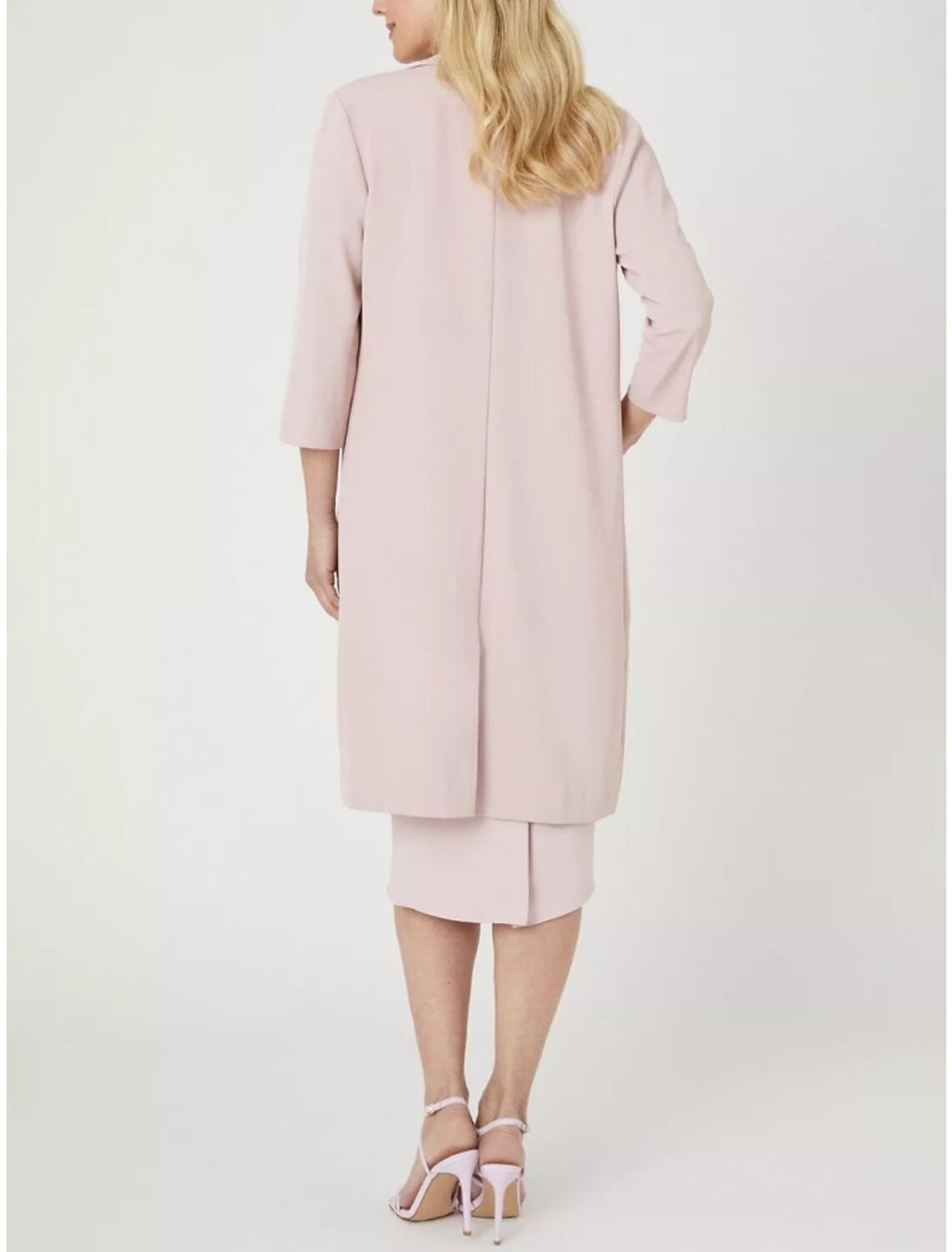 Two Piece Mother of the Bride Dress Wedding Guest Elegant Petite Jewel Neck Knee Length 3/4 Length Sleeve with Split Front Ruching Solid Color