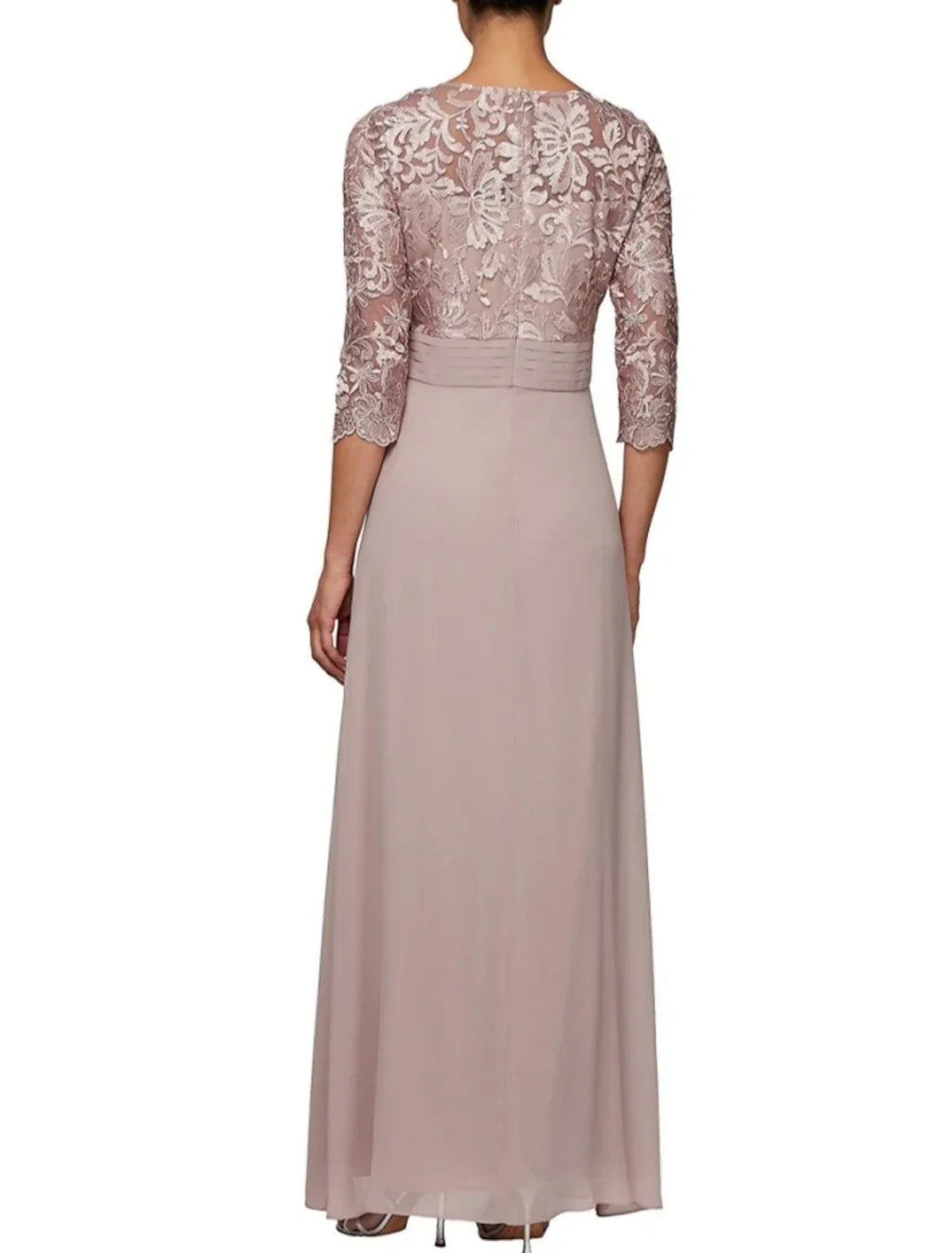 Sheath / Column Mother of the Bride Dress Wedding Guest Elegant Scoop Neck Ankle Length Half Sleeve with Ruching Solid Color
