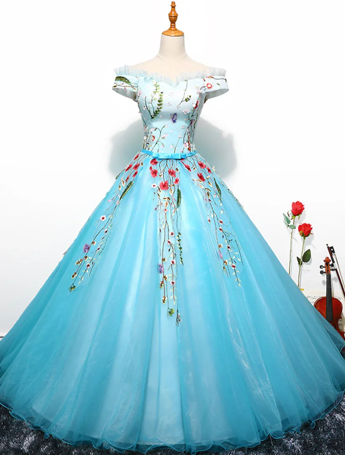 Ball Gown Prom Dresses Luxurious Dress Quinceanera Floor Length Short Sleeve Off Shoulder with Pleats Embroidery