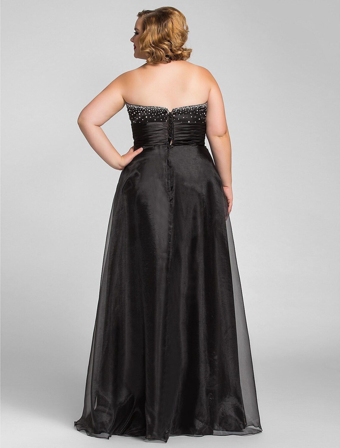 Black Little Dress Dress Prom Floor Length Sleeveless Sweetheart with Ruched Beading