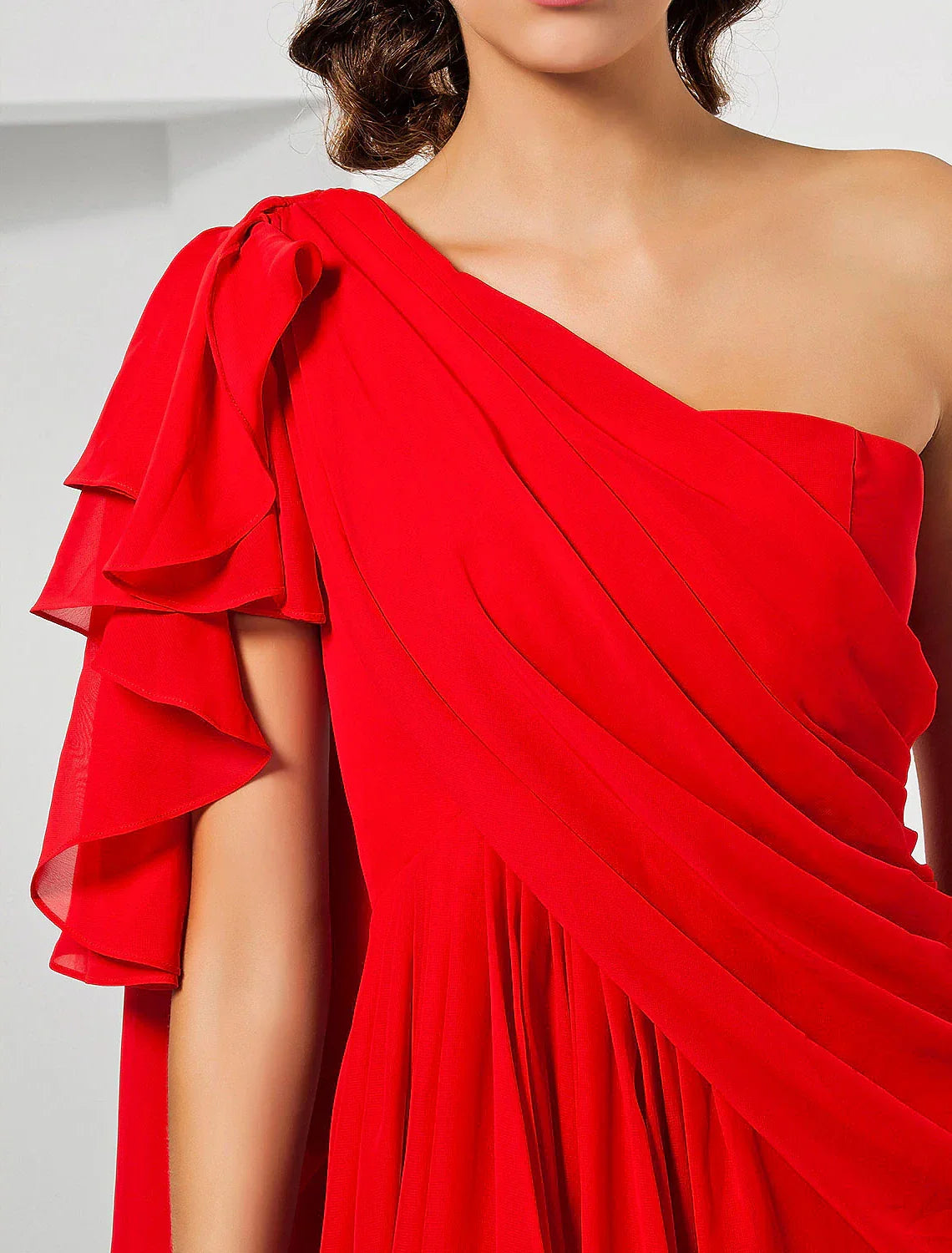 Sheath / Column Empire Wedding Guest Formal Evening Dress One Shoulder Sleeveless Floor Length with Draping Slit