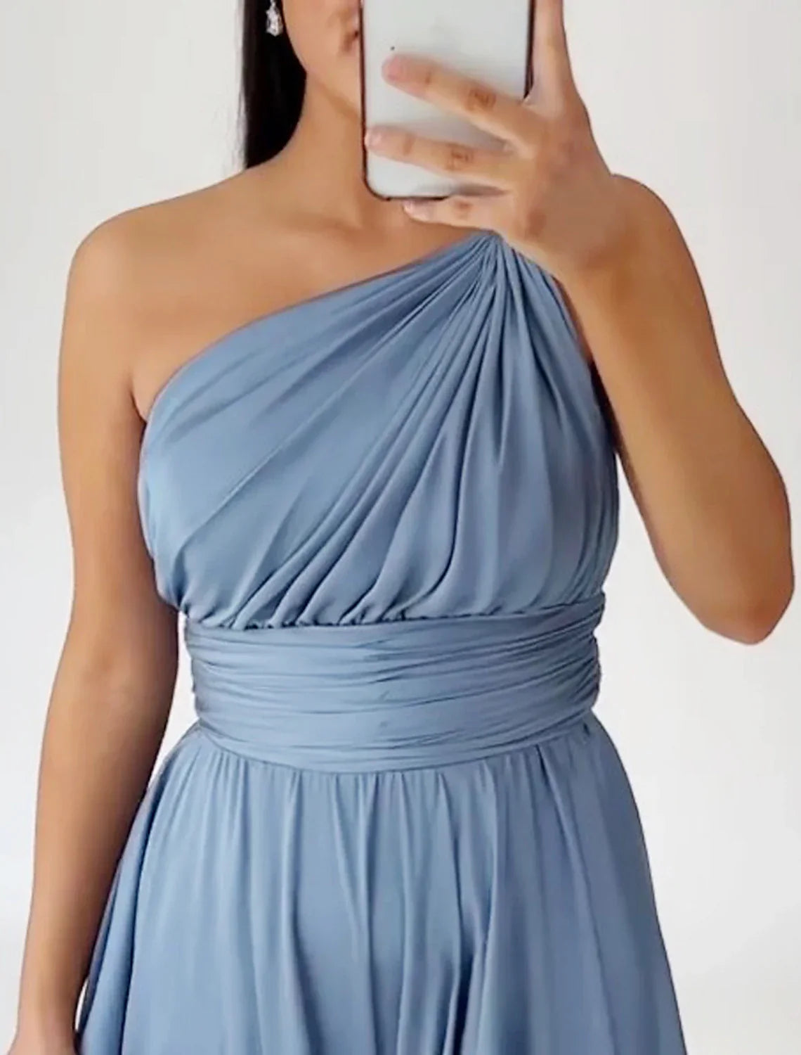 Black Evening Gown Elegant Dress Wedding Guest Tie Sweep / Brush Train Sleeveless One Shoulder Bridesmaid Dress with Ruched