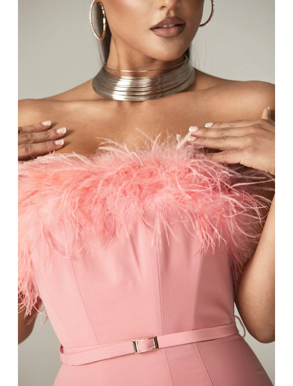 Sheath / Column Evening Gown Elegant Dress Formal Birthday Tea Length Sleeveless Strapless Belt / Sash Fabric with Feather