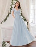Bridesmaid Dress Scoop Neck Sleeveless Elegant Floor Length with Pleats Appliques