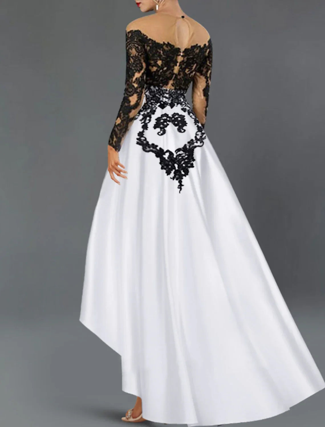 Cocktail Dresses Elegant Dress Wedding Party Semi Formal Asymmetrical Long Sleeve Off Shoulder Fall Wedding Guest with Beading Embroidery Appliques