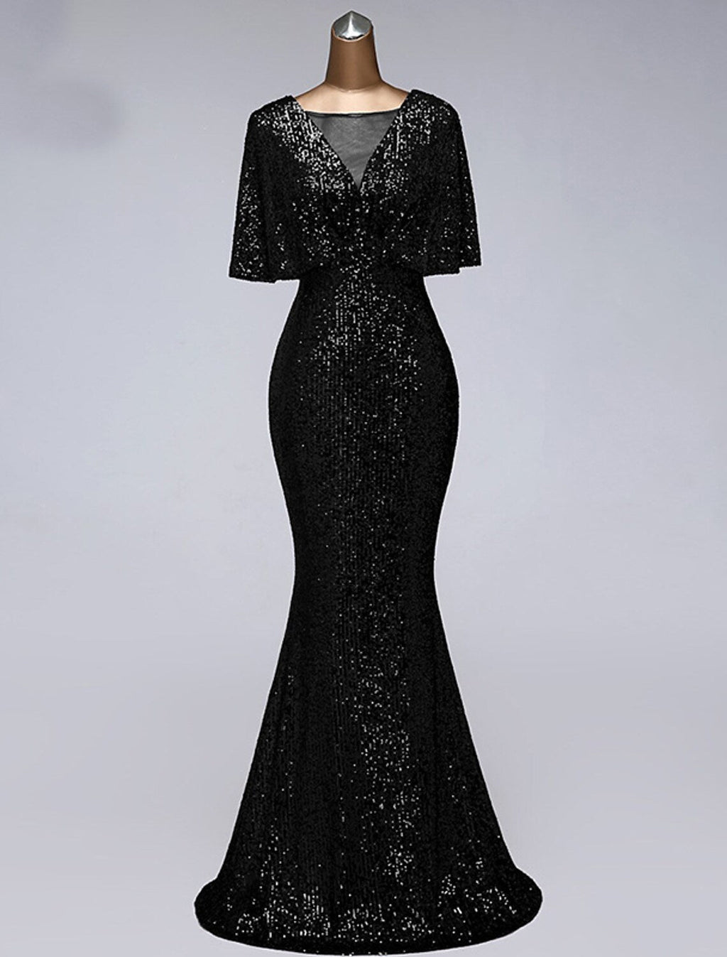 Sparkle Dress Wedding Guest Floor Length Half Sleeve with Ruffles