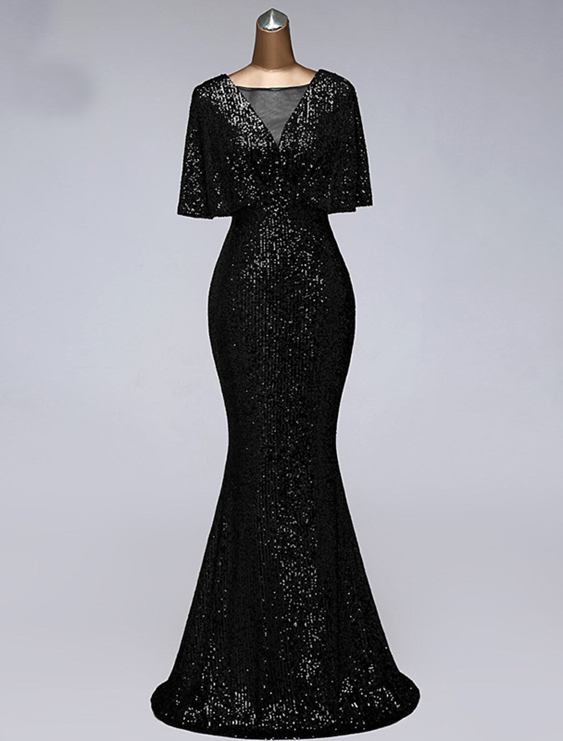 Sparkle Dress Wedding Guest Floor Length Half Sleeve with Ruffles