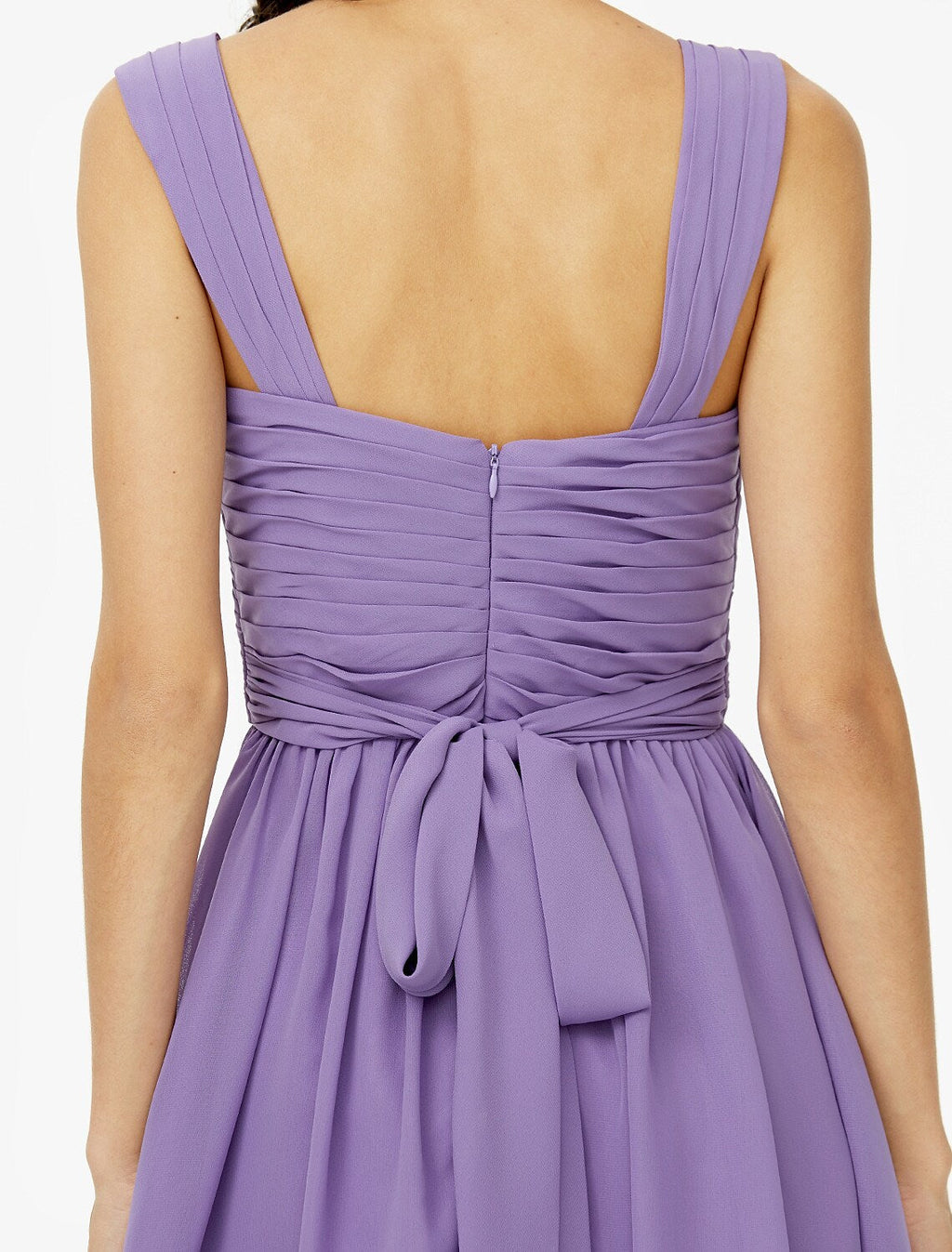 Bridesmaid Dress Straps Sleeveless Open Back Knee Length Sash Ribbon Bow(s)