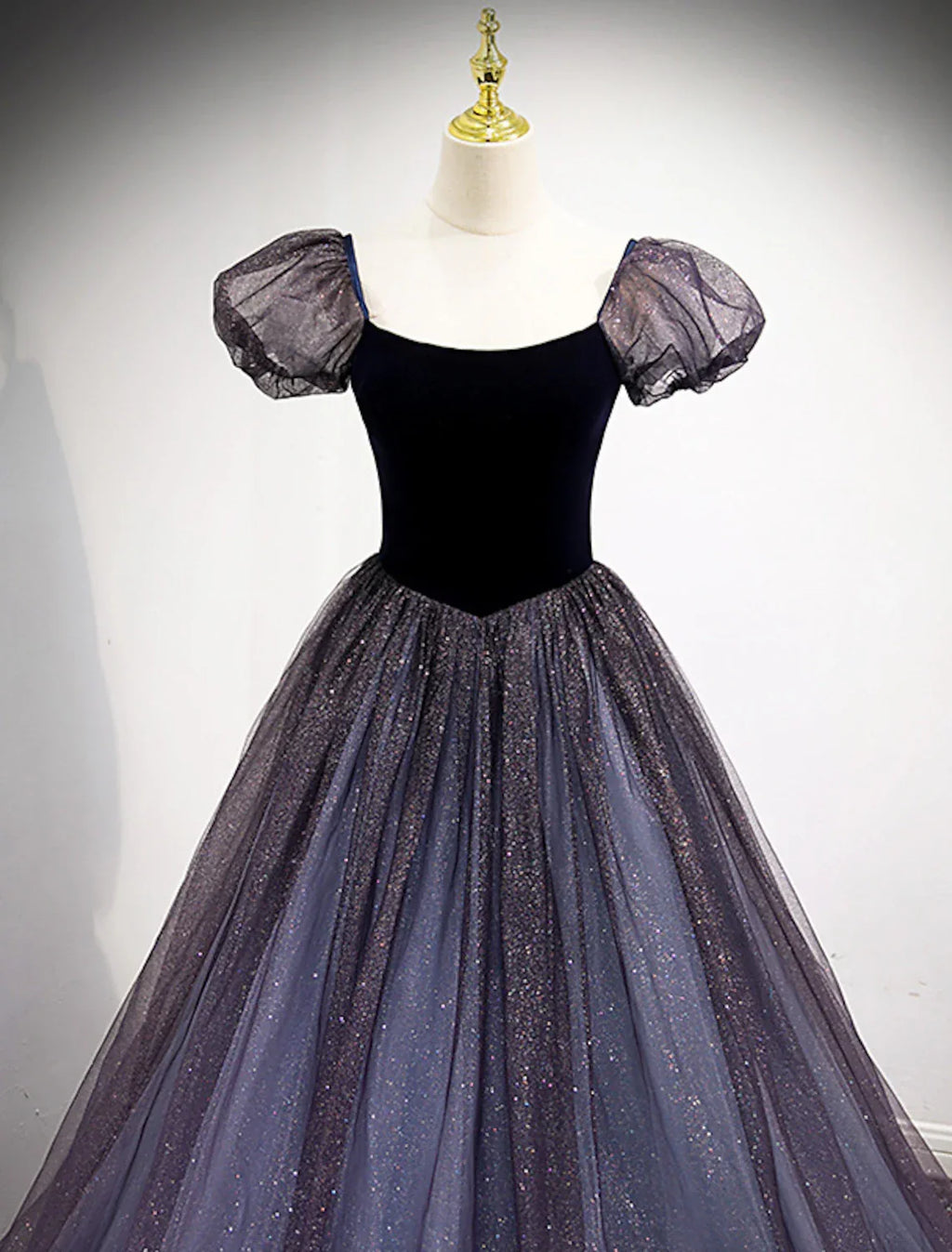 Ball Gown Prom Dresses Cute Dress Engagement Floor Length Short Sleeve Square Neck with Splicing
