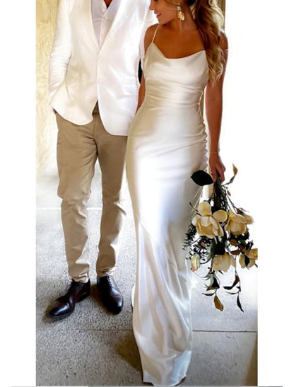 Elegant Red A-Line Square-Neck Sleeveless Open-Back Floor-Length Wedding Dress