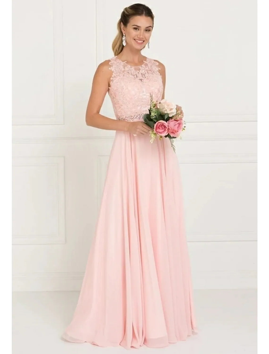 Bridesmaid Dress Sleeveless Elegant with Ribbon
