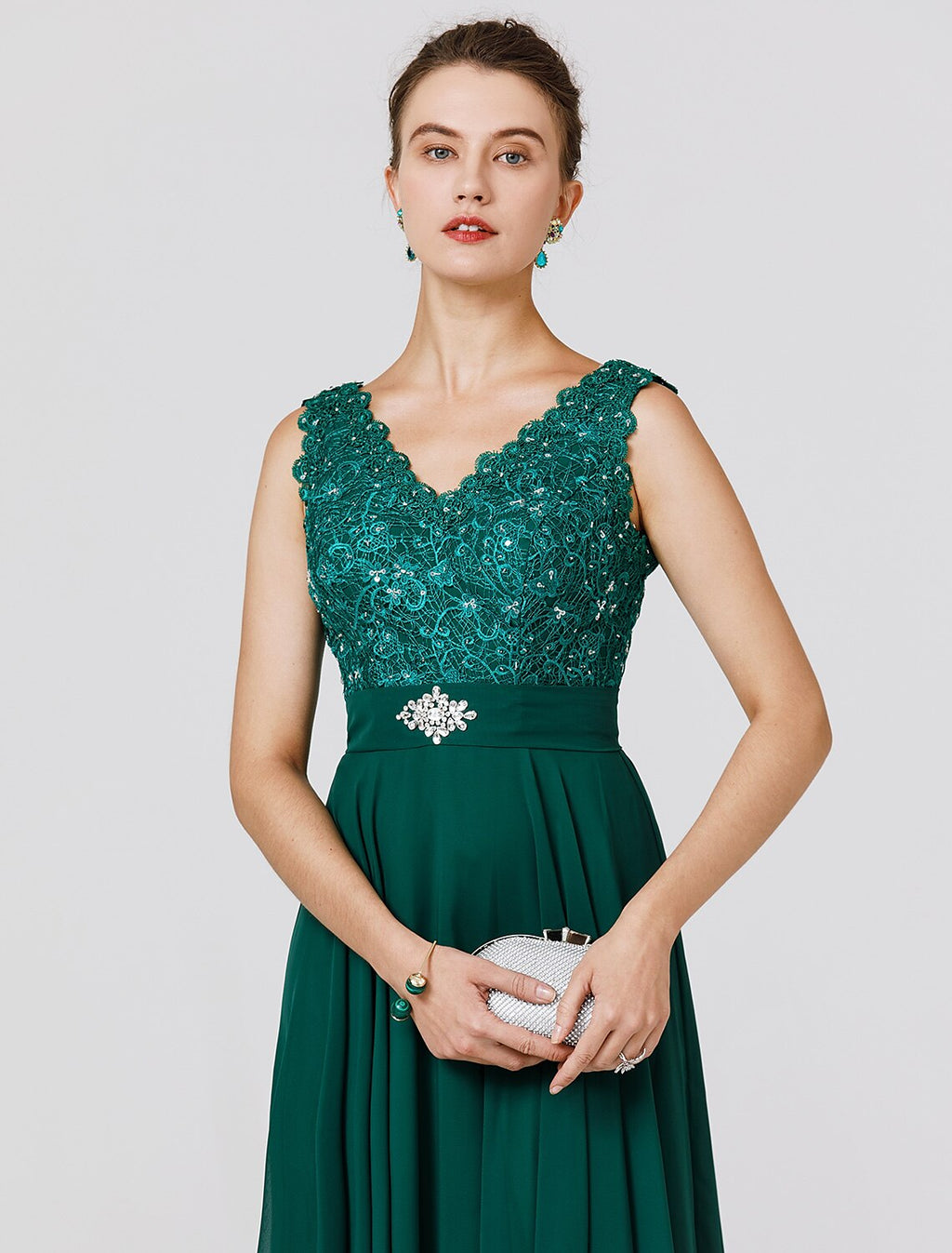 Wedding Guest Floor Length Sleeveless V Neck V Back with Sash / Ribbon Beading