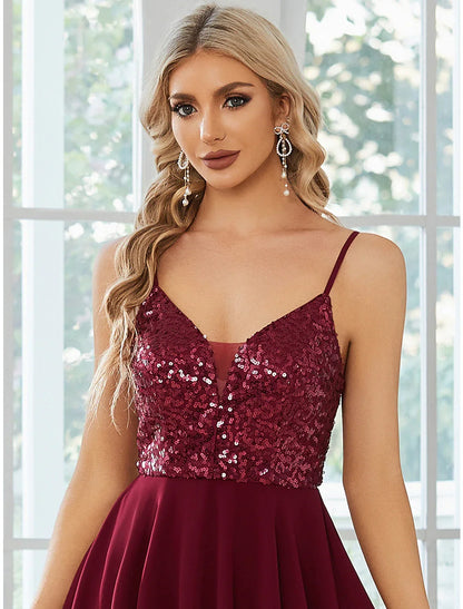 Elegant Red A-Line Classic-Neck Sleeveless Classic-Back Mini-Length Homecoming Dress