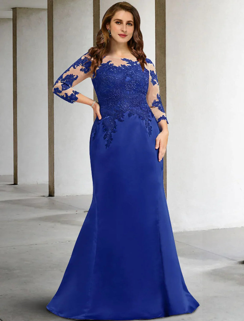 Mother of the Bride Dress Plus Size Elegant Floor Length Length Sleeve No with Applique