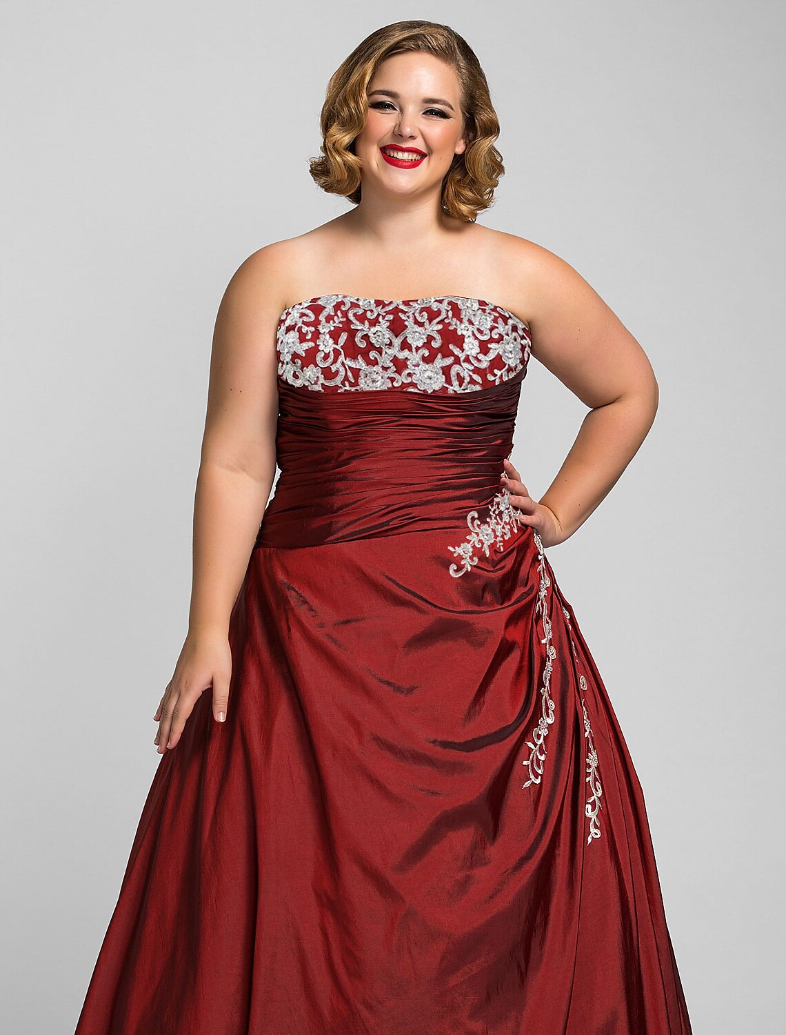 Elegant Red Ball-Gown Strapless Sleeveless Classic-Back Floor-Length Prom Dress