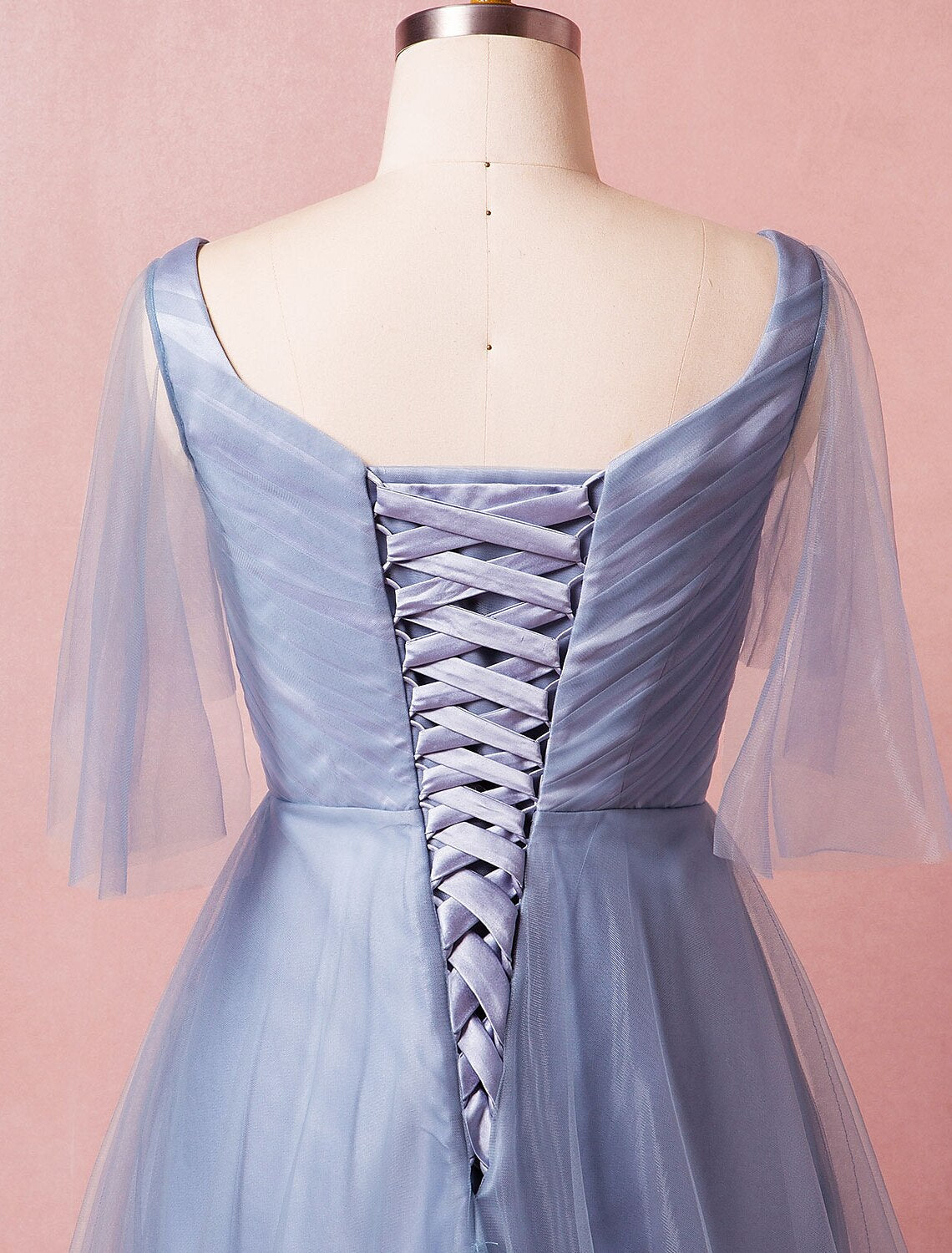 Chinese Style Dress Prom Floor Length Half Sleeve V Neck with Ruched Embroidery