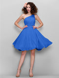 Bridesmaid Dress One Shoulder Sleeveless All Celebrity Styles Knee Length with Side Draping