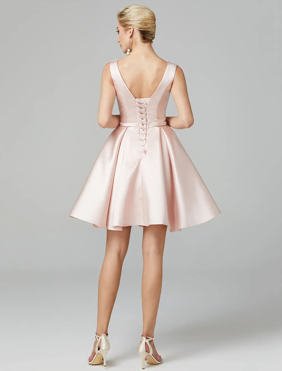 Homecoming Graduation Knee Length Sleeveless V Wire with Bow(s) Pleats